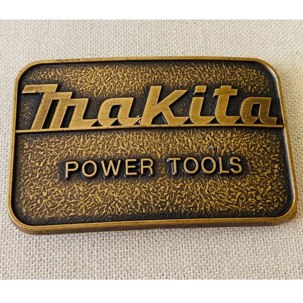 Vintage Makita Power Tools Brass Metal Belt Buckle Made in USA